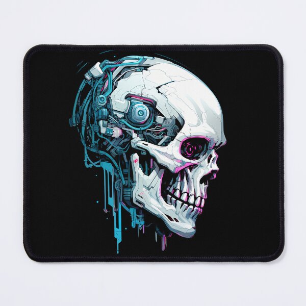 Item preview, Cyberpunk Skull in Neon Colors - Black Background designed and sold by SchorlCraft.
