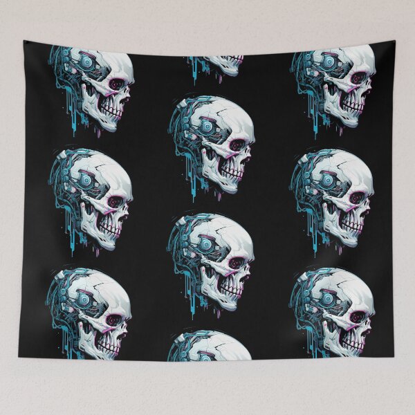 Item preview, Cyberpunk Skull in Neon Colors - Black Background designed and sold by SchorlCraft.