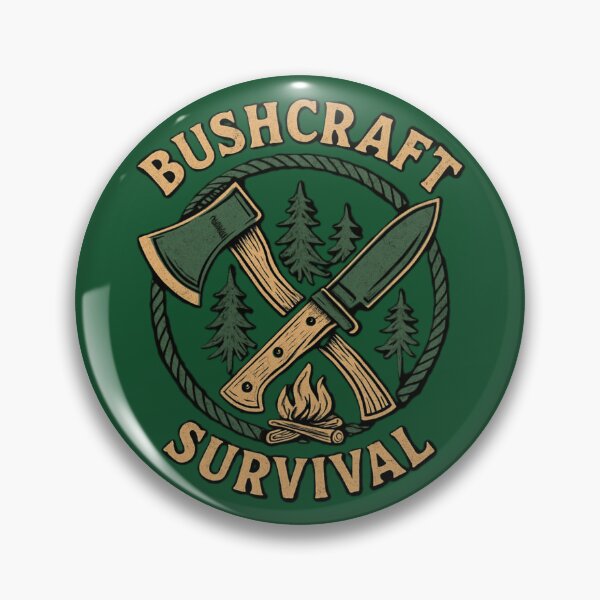 Item preview, Bushcraft Survival Emblem – Axe, Knife & Campfire Wilderness Design designed and sold by InkwildStudio.