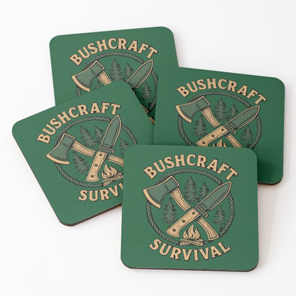Item preview, Bushcraft Survival Emblem – Axe, Knife & Campfire Wilderness Design designed and sold by InkwildStudio.