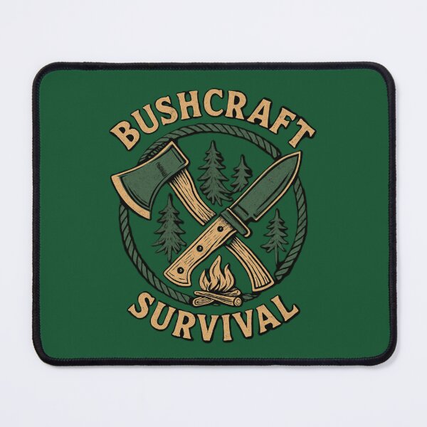 Item preview, Bushcraft Survival Emblem – Axe, Knife & Campfire Wilderness Design designed and sold by InkwildStudio.