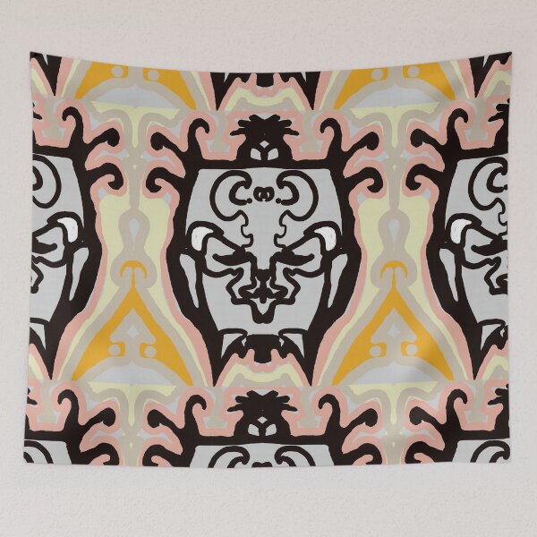 Item preview, A mask combining the head of an animal and a human, with a mythical symbol that highlights strength and terror. designed and sold by jotcar.