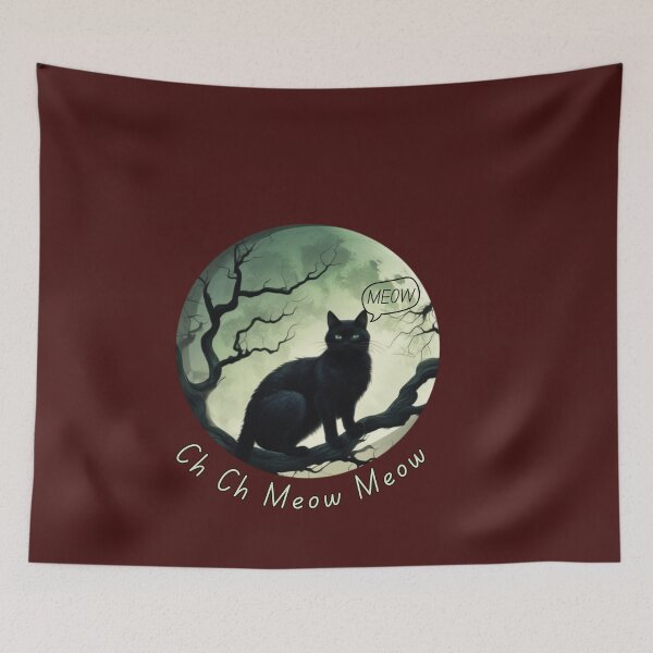 Item preview, Ch Ch Meow Meow. Magical Black Cat Under the Moon,  Mystical Night Cat with Green Eyes designed and sold by Creative-Sanc.