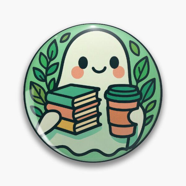 Item preview, Cute kawaii ghost enjoying books and coffee surrounded by greenery designed and sold by BestDesignPro.