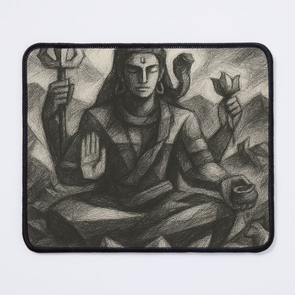 Item preview, Lord Shiva Cubist Sketch Art | Spiritual Abstract Drawing by Kartick Dutta, Indian Artist designed and sold by KARTICK DUTTA.