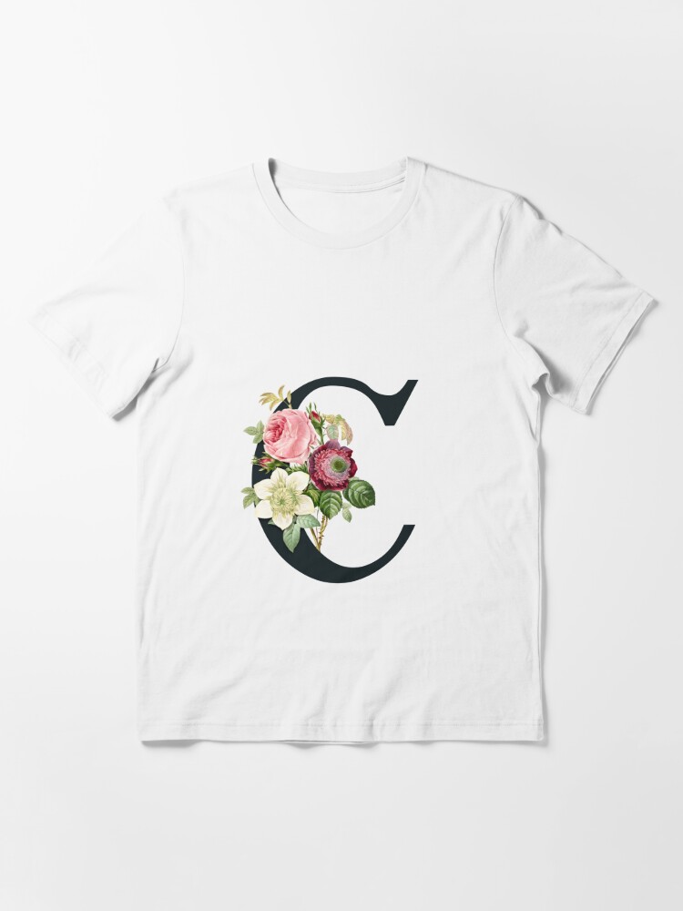 Monogram Letter C with Vintage Flower Graphic | Mounted Print