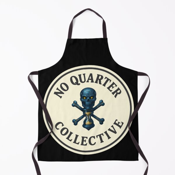 Artikelvorschau, Metallic-Cartoon-Logo mit Totenkopf und gekreuzten Knochen in Creme entworfen und verkauft von No Quarter Collective.