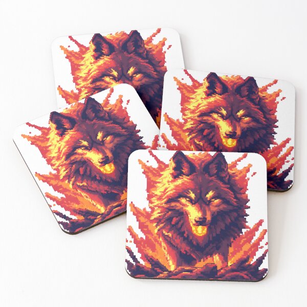 Item preview, Lava Wolf Pixel Art designed and sold by Glitch Beast Pixel Art.