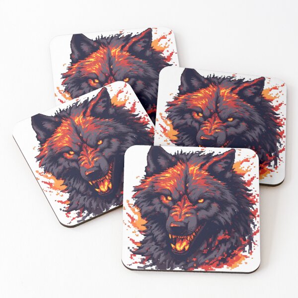 Item preview, Lava Wolf Pixel Art designed and sold by Glitch Beast Pixel Art.