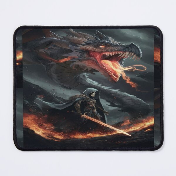 Item preview, dark fire-breathing dragon with a warrior with a sword and a black cloak ,Legendary Animals,dragon art,Legendary dragon designed and sold by Expressions-Sel.