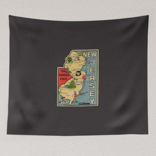 Item preview, Vintage New Jersey Map designed and sold by hottonsnook.