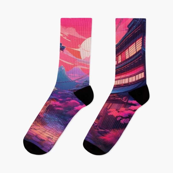 Item preview, Abstract Synthwave Japanese Village designed and sold by Boxing Kangaroo Retail Company.