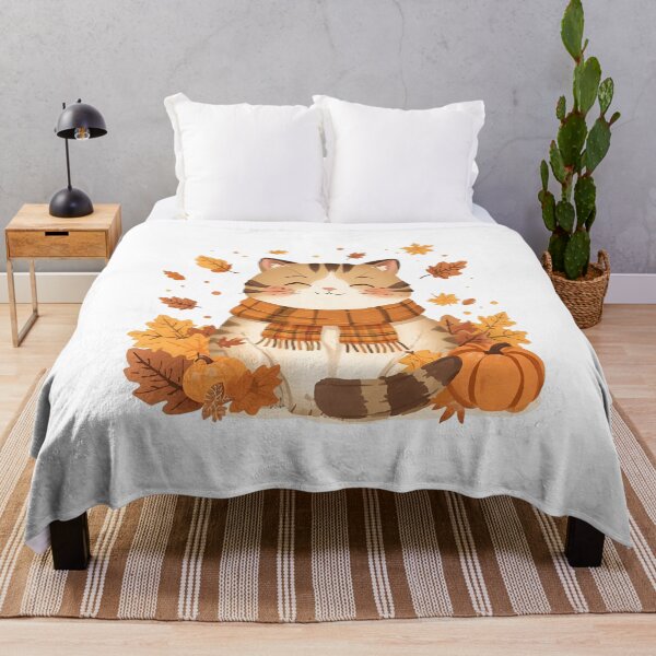 Item preview, Cozy Autumn Cat – Cute Fall Aesthetic Illustration designed and sold by Pixel--Threads.