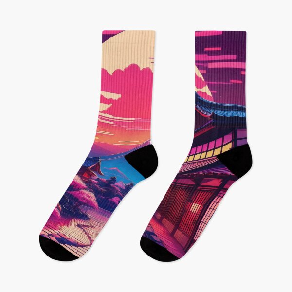 Item preview, Abstract Synthwave Japanese Village designed and sold by Boxing Kangaroo Retail Company.