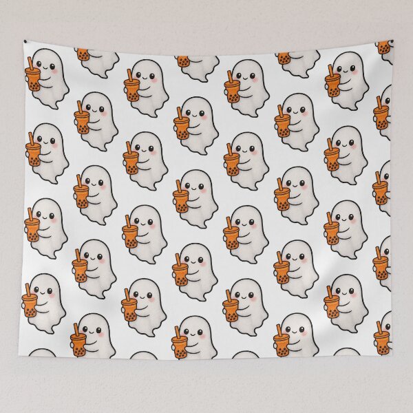 Item preview, Glitter Kawaii Ghost with Bubble Tea ✨ Cute Spooky Boba Lover Design designed and sold by HouseOfGlow.
