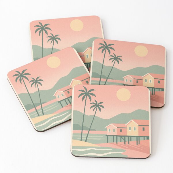 Item preview, Malibu – Pastel Retro Poster of the California Beach designed and sold by Pink & California.