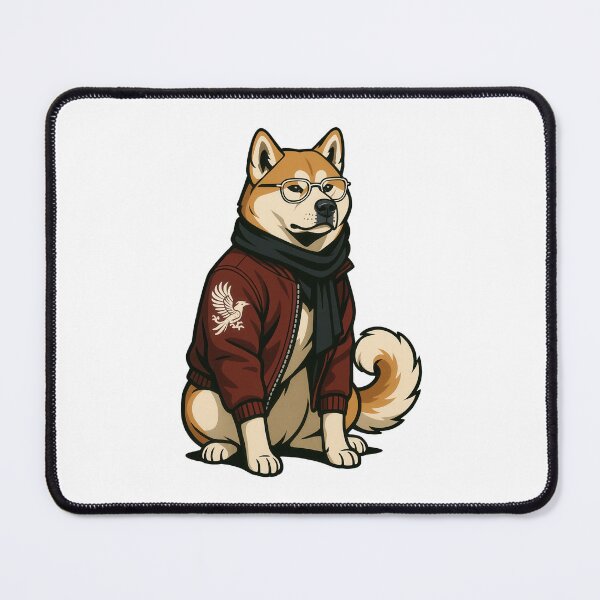 Item preview, Akita in Red Bomber Jacket with Scarf designed and sold by Flying Doggo.