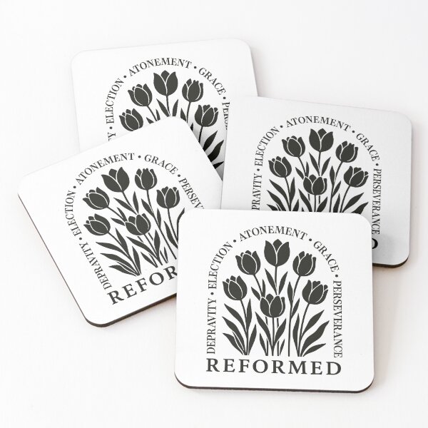 Item preview, REFORMED - DEPRAVITY, ELECTION, ATONEMENT, GRACE, PERSEVERANCE - Tulips - Black designed and sold by Glory After Tears.