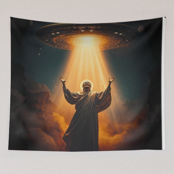 Item preview, Divine Abduction – Messiah and the UFO Lightbeam designed and sold by OrbitTrend.