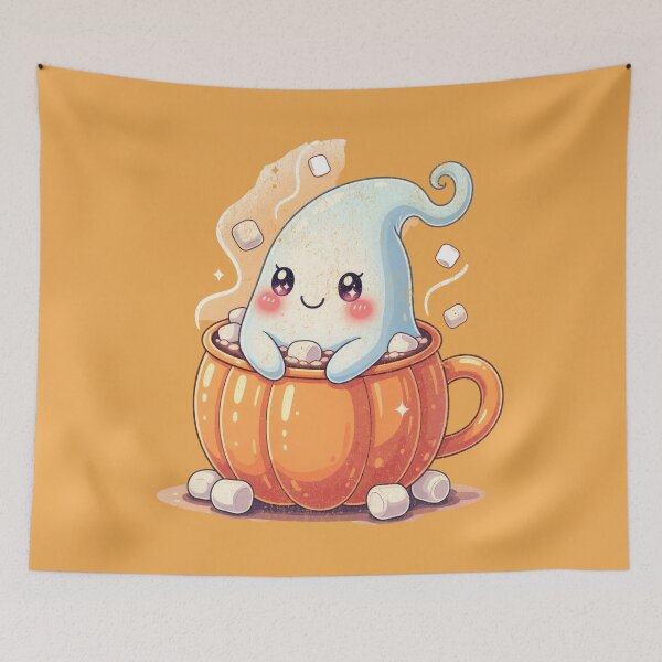 Item preview, Kawaii Ghost in Pumpkin Mug of Cocoa designed and sold by AwesomeBeyondLimits.