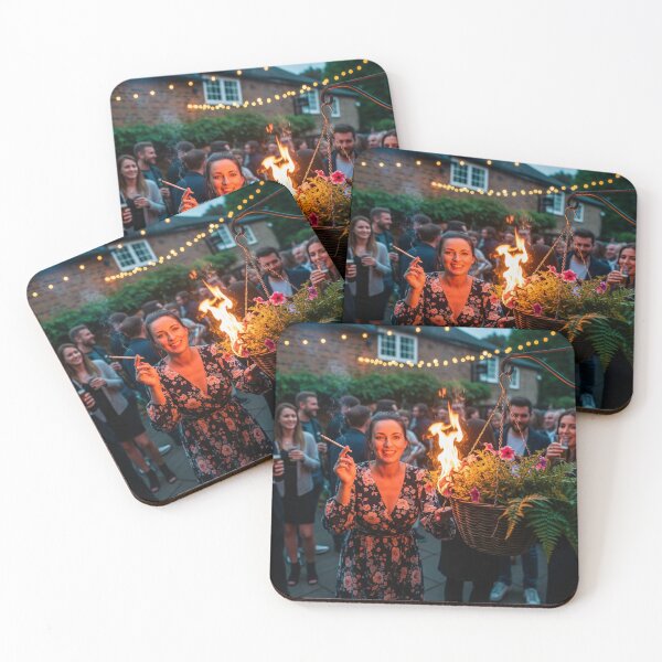 Item preview, Smiling Woman Accidentally Sets Hanging Basket on Fire at Garden Party. designed and sold by Spark2Seduction.