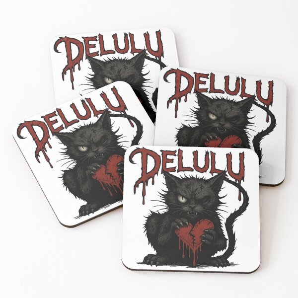 Item preview, Delulu Black Cat Bloody Heart One Eyed in Distress Kitten designed and sold by JediKittenWars.