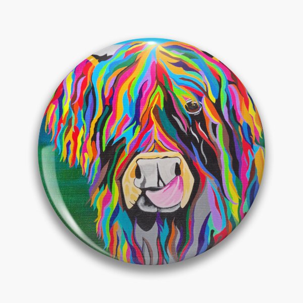 Item preview, Rainbow Highland Cow (with background) designed and sold by PaigesOfArt96.