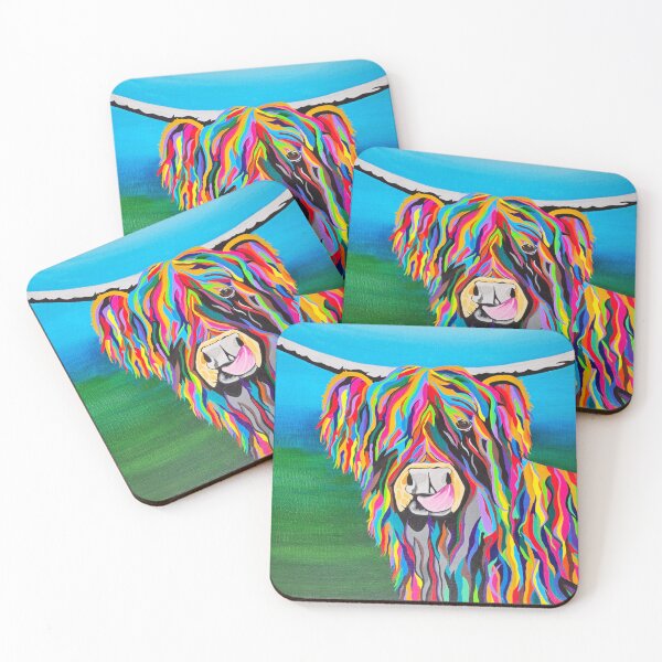Item preview, Rainbow Highland Cow (with background) designed and sold by PaigesOfArt96.
