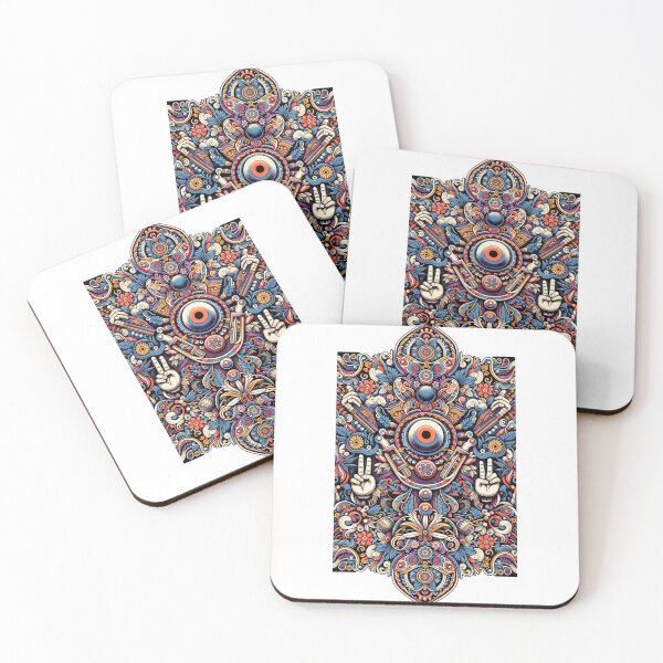 Item preview, Psychedelic 70s Mandala with Peace Signs designed and sold by SholoStudio.