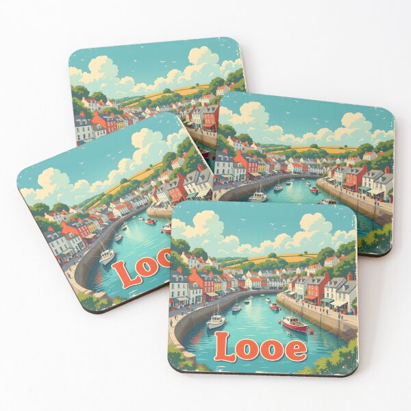 Item preview, Looe, Cornwall: Vintage-Style Painterly Travel Poster designed and sold by LSVart.