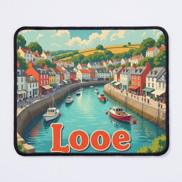 Item preview, Looe, Cornwall: Vintage-Style Painterly Travel Poster designed and sold by LSVart.