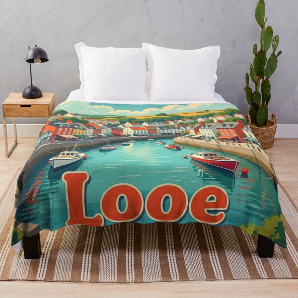 Item preview, Looe, Cornwall: Vintage-Style Painterly Travel Poster designed and sold by LSVart.