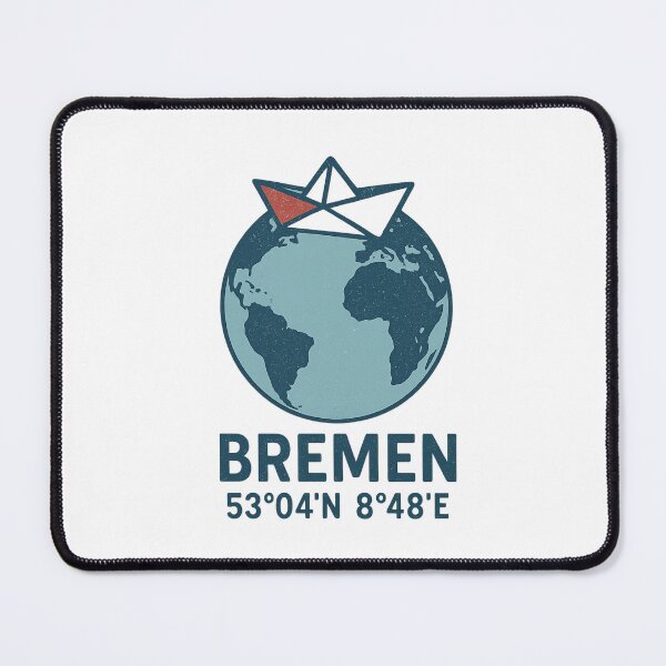 Item preview, Retro globe & paper boat – Bremen coordinates design designed and sold by Fies-und-Fein.