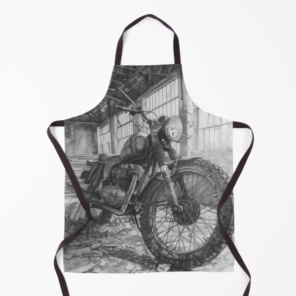 Item preview, Vintage Motorcycle Pencil Sketch in Abandoned Mill designed and sold by ArgentoArt.