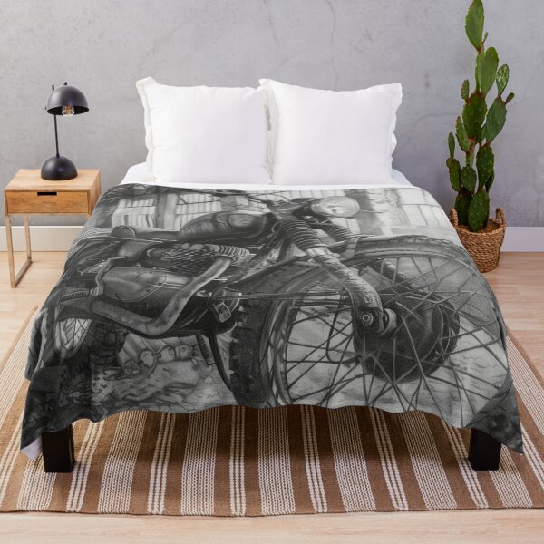 Item preview, Vintage Motorcycle Pencil Sketch in Abandoned Mill designed and sold by ArgentoArt.