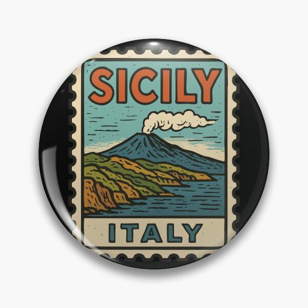 Item preview, Sicily Etna Italy Retro Stamp Travel designed and sold by TomFrontierArt.