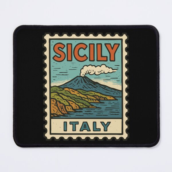 Item preview, Sicily Etna Italy Retro Stamp Travel designed and sold by TomFrontierArt.