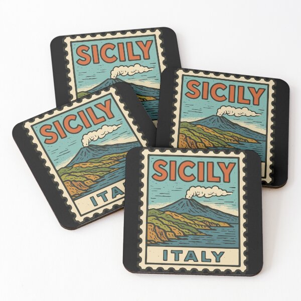 Item preview, Sicily Etna Italy Retro Stamp Travel designed and sold by TomFrontierArt.