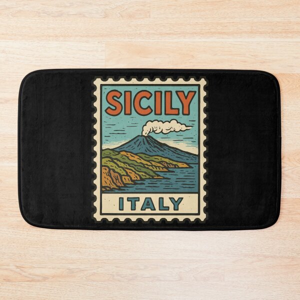 Item preview, Sicily Etna Italy Retro Stamp Travel designed and sold by TomFrontierArt.