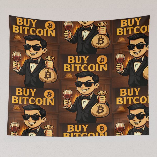 Item preview, “Funny Bitcoin Meme | Cartoon Crypto Millionaire Rich Bro Vibes” designed and sold by ReyDeLaCalle.
