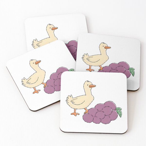 Item preview, Cute Duck and Grapes Cartoon designed and sold by Sandy's Cheeky Studio.