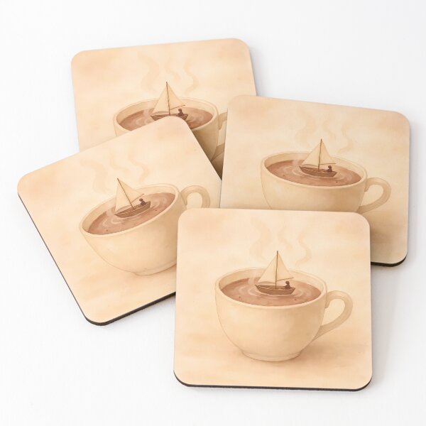 Item preview, Boat in a hot chocolate cup – Cozy pastel illustration designed and sold by Magic Pencil Press.