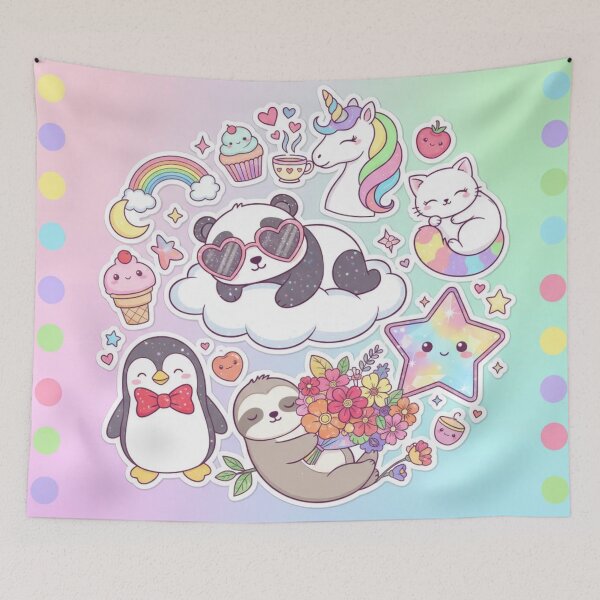 Item preview, "Kawaii Cute Animals and Sweets - Pastel Aesthetic Design" designed and sold by Suksak.