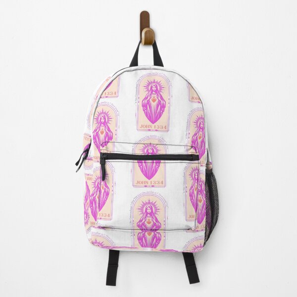 Item preview, The Virgin Mary Madonna in pink w/ scripture Version John 13:34 designed and sold by Holy Coast Threads (Formerly ChristianFlower).