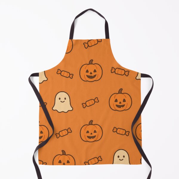 Aperçu de l'œuvre Cute Halloween Pattern | Pumpkins, Ghosts & Candy on Orange Background créée et vendue par Kyfrixe.