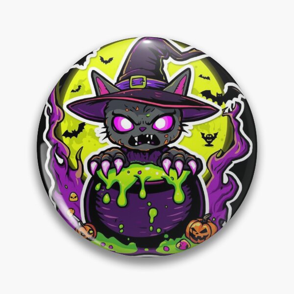 Item preview,  Witch Cat Cauldron – Creepy Cute Halloween Sticker "Double, double, trouble’s purr—this kitty’s brewing chaos in every stir!" ??‍♀️?   designed and sold by Rebel Fusion.