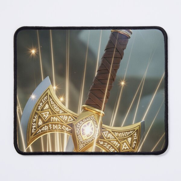Item preview, Hero with Magical Golden Axe – Fantasy Illustration designed and sold by DkPINTEREST.