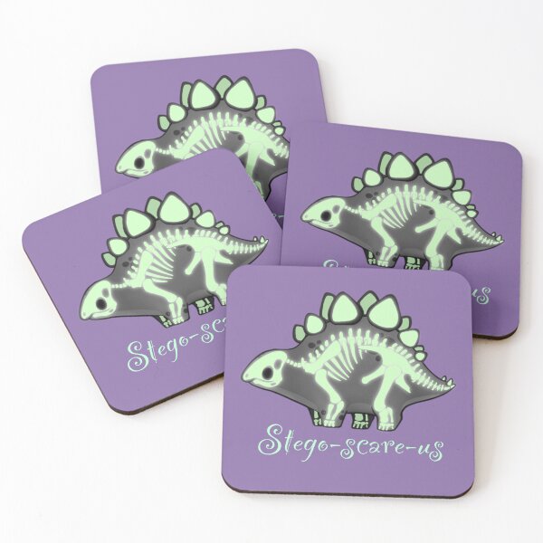 Item preview, Skeleton Stegosaurus (glowy text), Cute spooky Dinosaur designed and sold by VraptorDoodles.