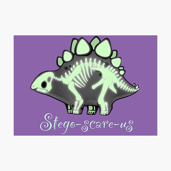 Item preview, Skeleton Stegosaurus (glowy text), Cute spooky Dinosaur designed and sold by VraptorDoodles.