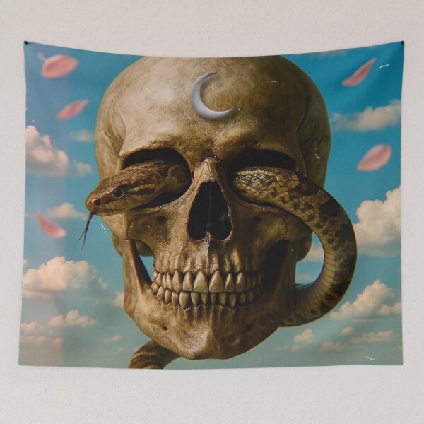 Item preview, What Still Remains – Surreal Skull and Snake Artwork designed and sold by seamless.